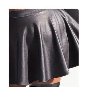 Faux Leather Faux Leather Skaters Skirt